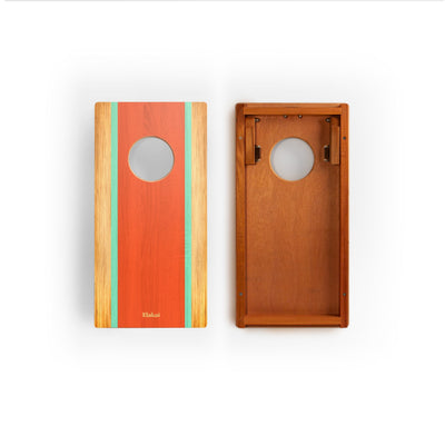 1ft x 2ft Graphic Wood Travel Cornhole Set | Classic Beach Stripes Collection