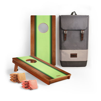 1ft x 2ft Graphic Wood Travel Cornhole Set | Classic Beach Stripes Collection