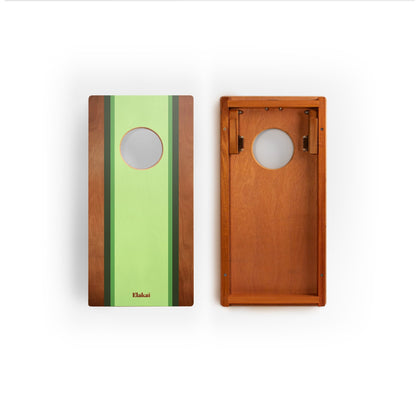 1ft x 2ft Graphic Wood Travel Cornhole Set | Classic Beach Stripes Collection