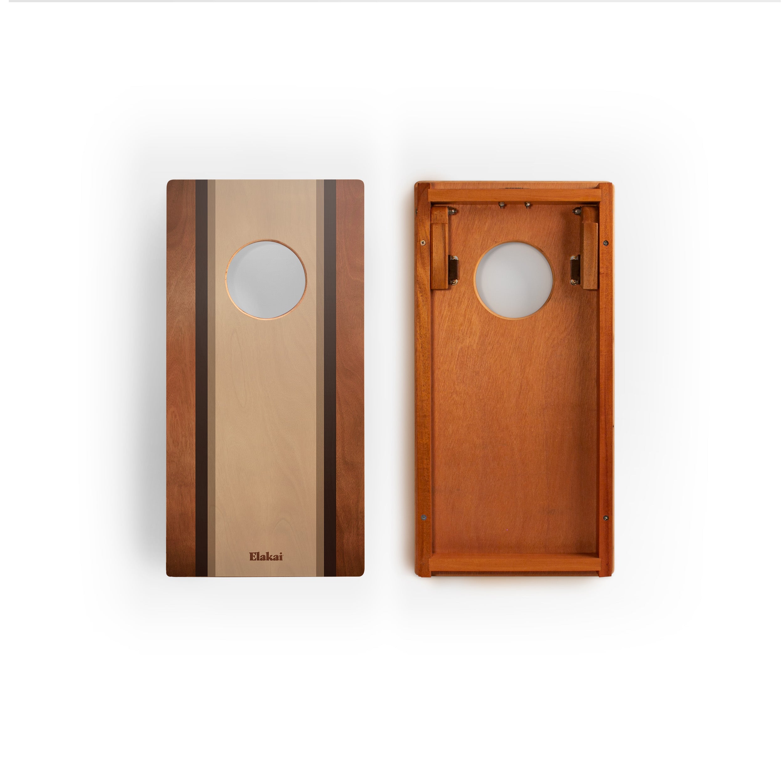 1ft x 2ft Graphic Wood Travel Cornhole Set | Classic Beach Stripes Collection