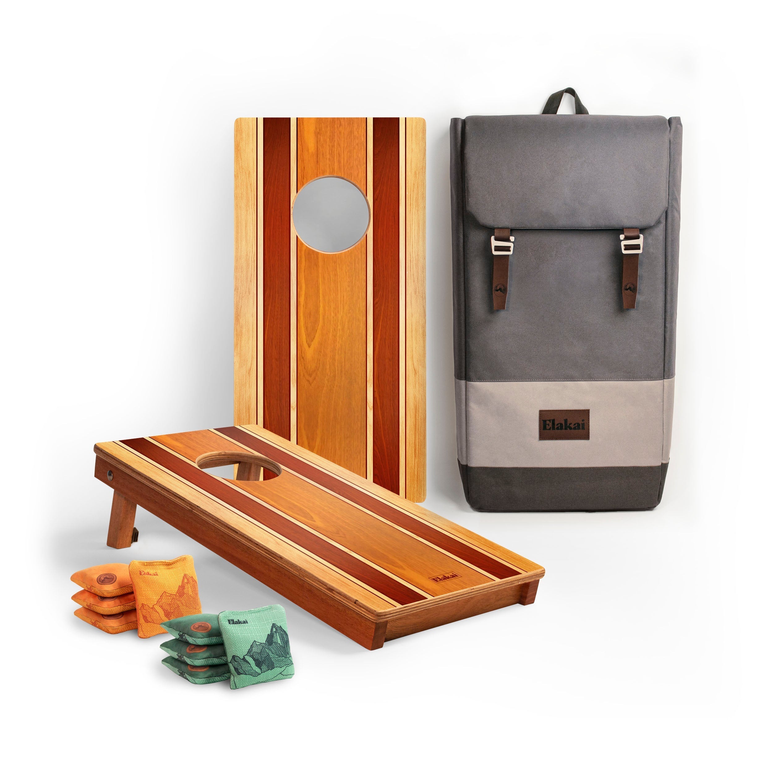 1ft x 2ft Graphic Wood Travel Cornhole Set | Natural Surf Beach Collection