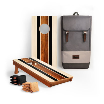 1ft x 2ft Graphic Wood Travel Cornhole Set | Natural Surf Beach Collection