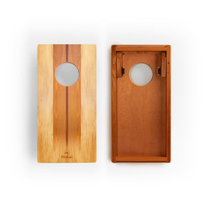 1ft x 2ft Graphic Wood Travel Cornhole Set | Natural Surf Beach Collection