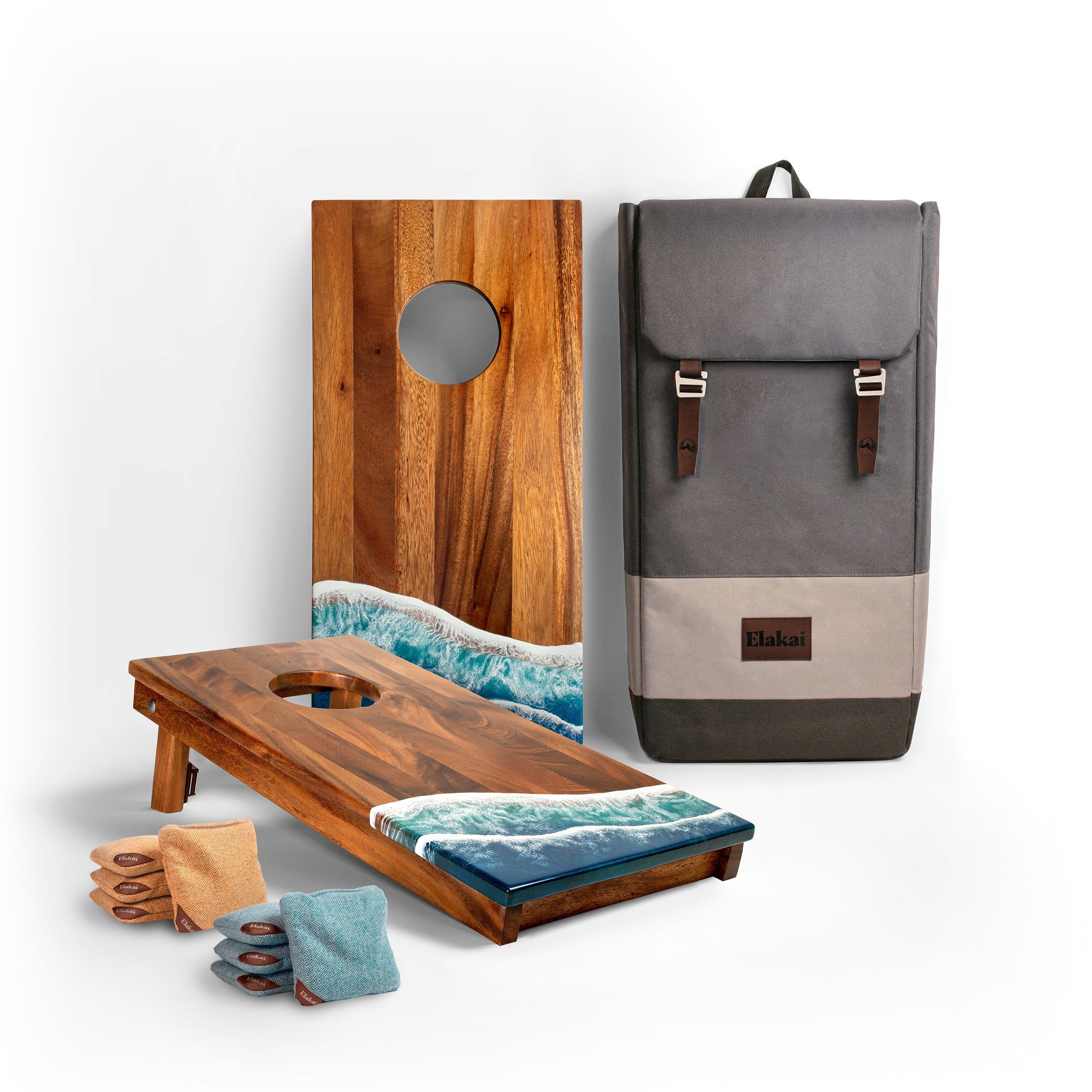 1ft x 2ft Resin & Wood Travel Cornhole Set | Beach Wave