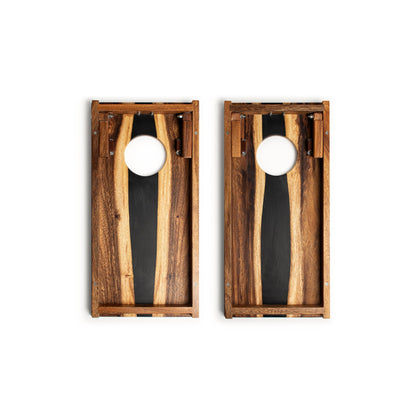 1ft x 2ft Resin & Wood Travel Cornhole Set | Live Edge River Collection