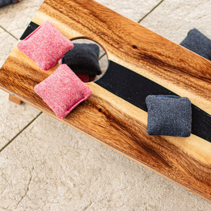 1ft x 2ft Resin & Wood Travel Cornhole Set | Live Edge River Collection