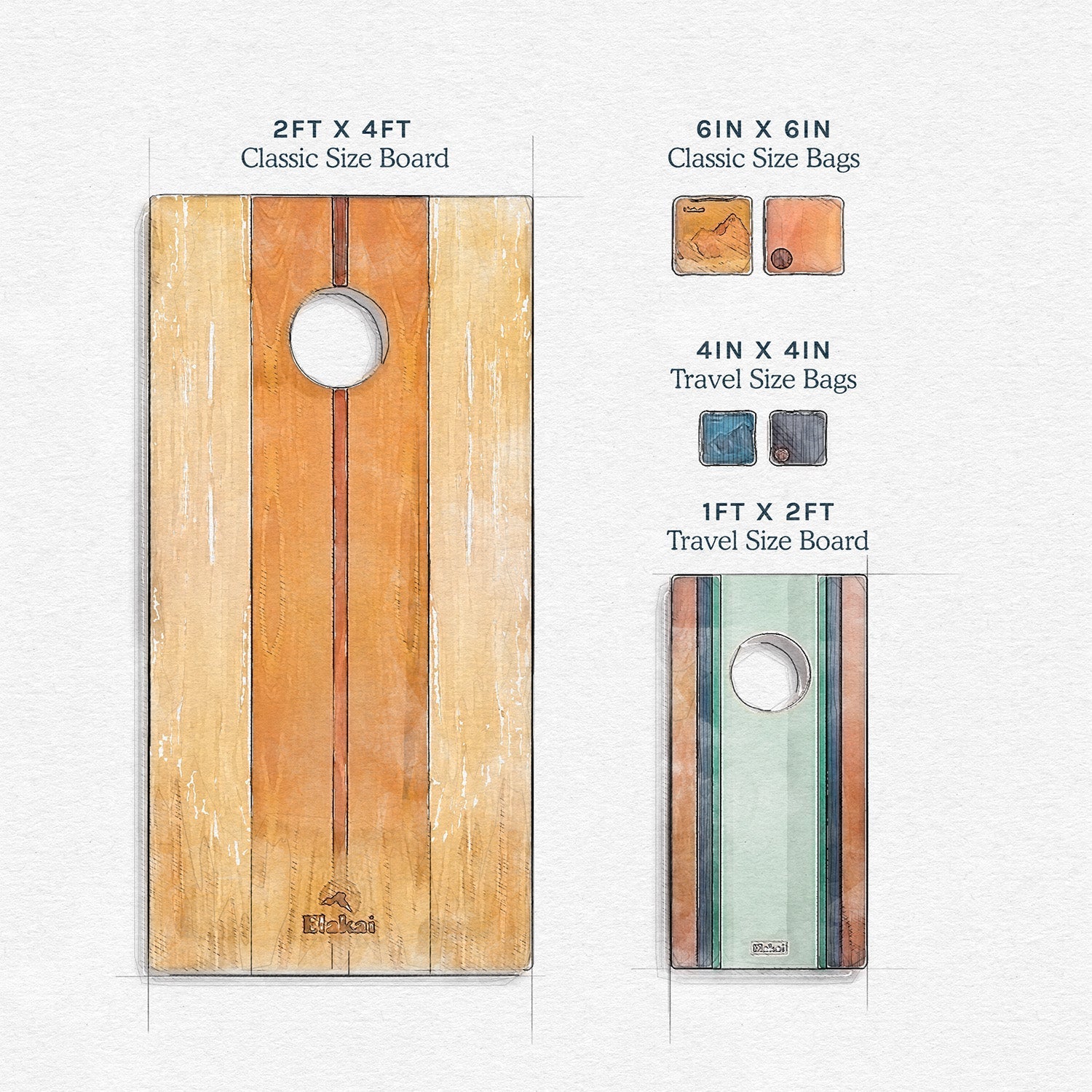 1ft x 2ft Resin & Wood Travel Cornhole Set | Live Edge River Collection