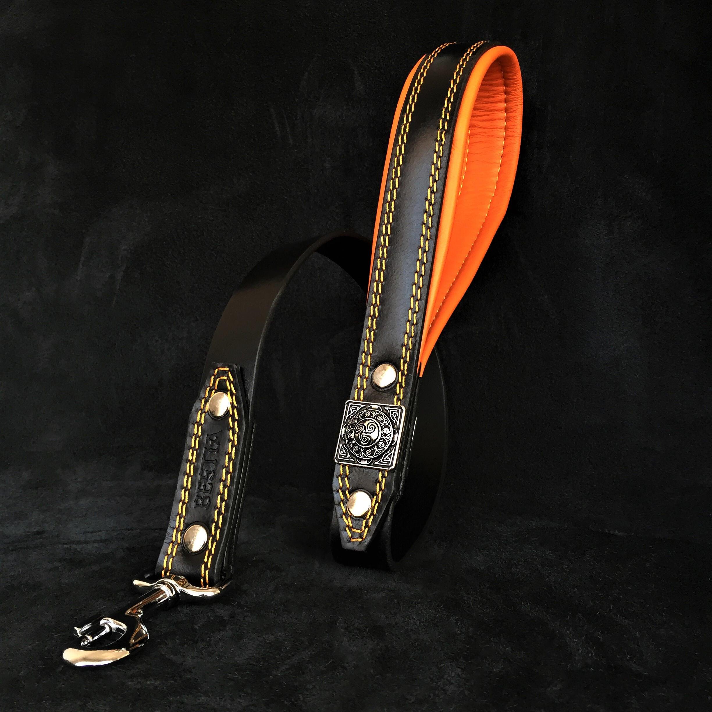 The "Eros" Dog Harness. Black & Orange