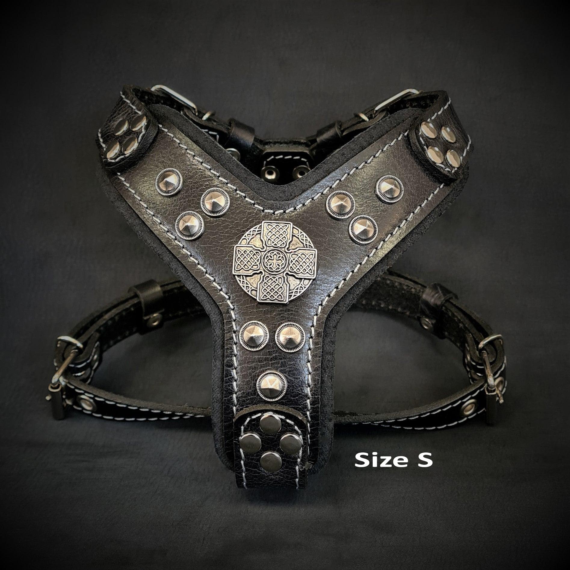 The "Maximus" Dog Harness for Small to Medium Breeds. Black & Silver