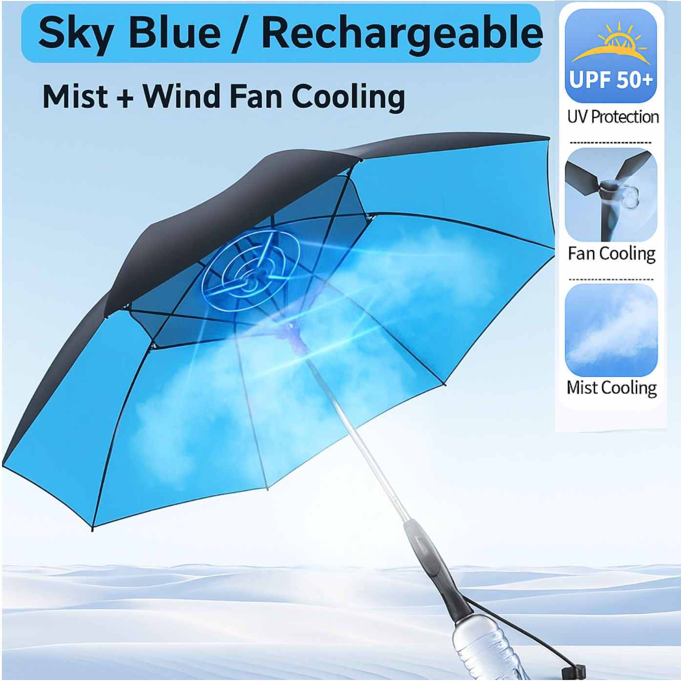 Multifunction Fan Umbrella – Cooling, UV Protection & Windproof | LITEGUEST™️