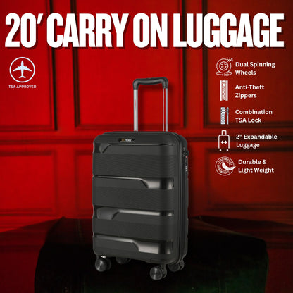 20-inch Black Carry-on Suitcase with TSA Lock
