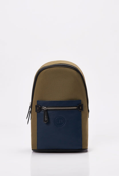 Olive Canvas & Leather Sling Bag