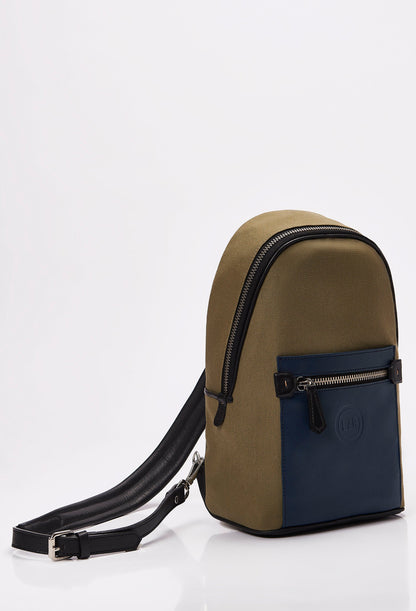 Olive Canvas & Leather Sling Bag