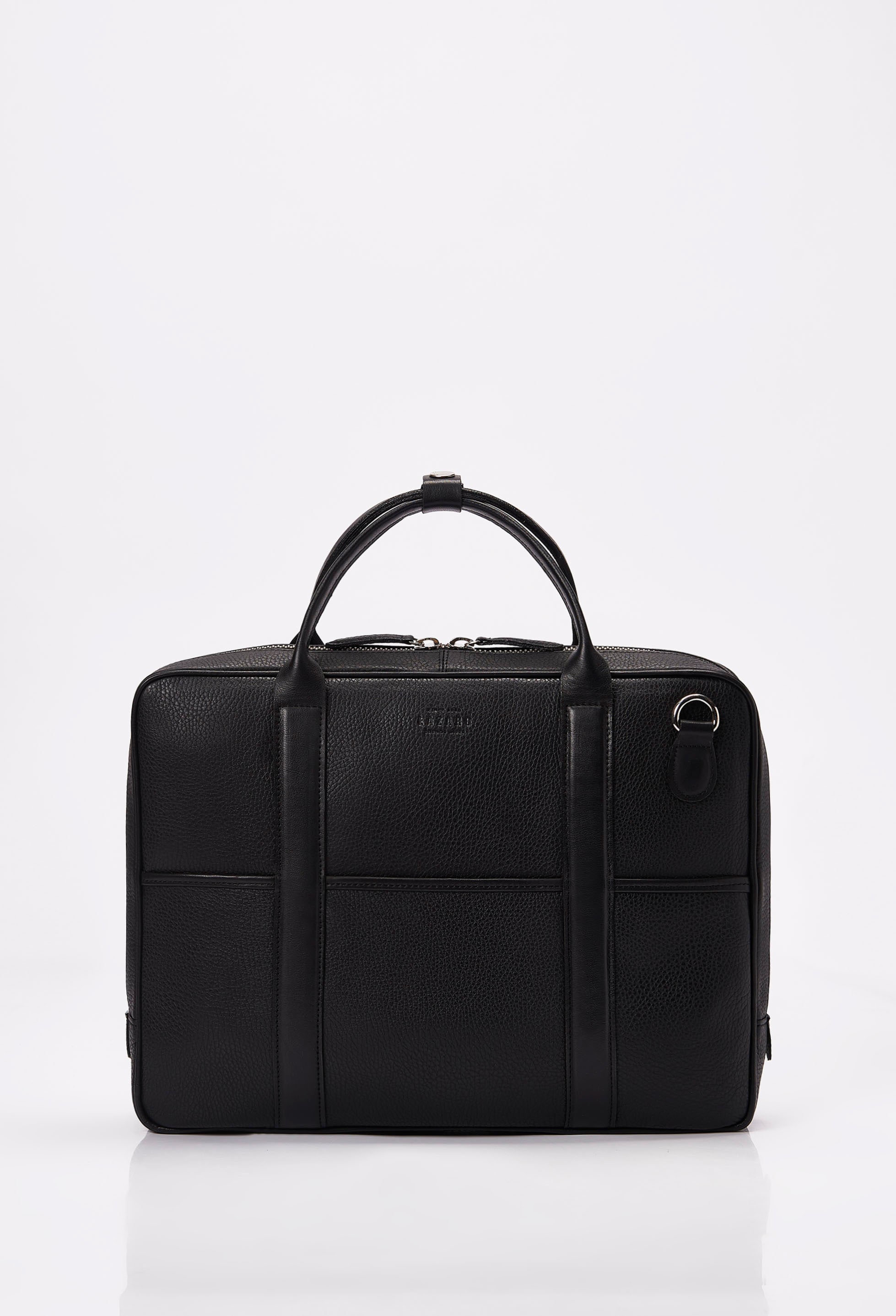 Black Leather Business Briefcase With Laptop Compartment