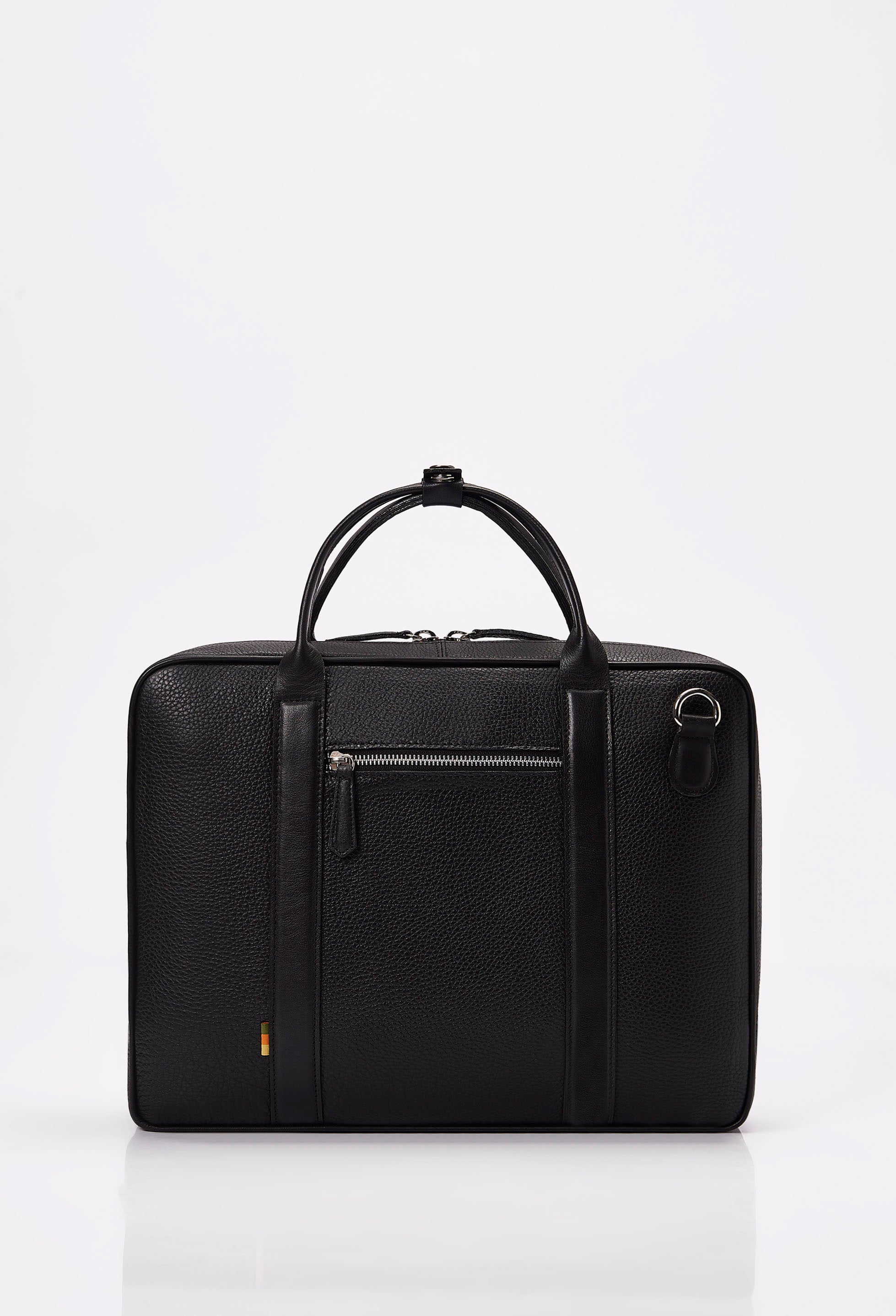 Black Leather Business Briefcase With Laptop Compartment