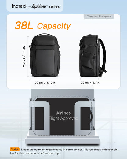 38L Large Capacity Travel Laptop Backpack, BP03008 Black