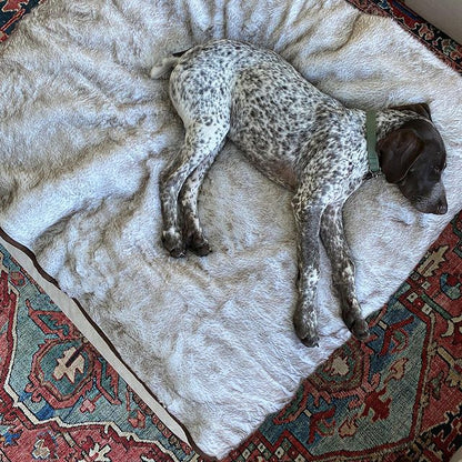 PupProtector™ Short Fur Waterproof Throw Blanket - White with Brown Accents