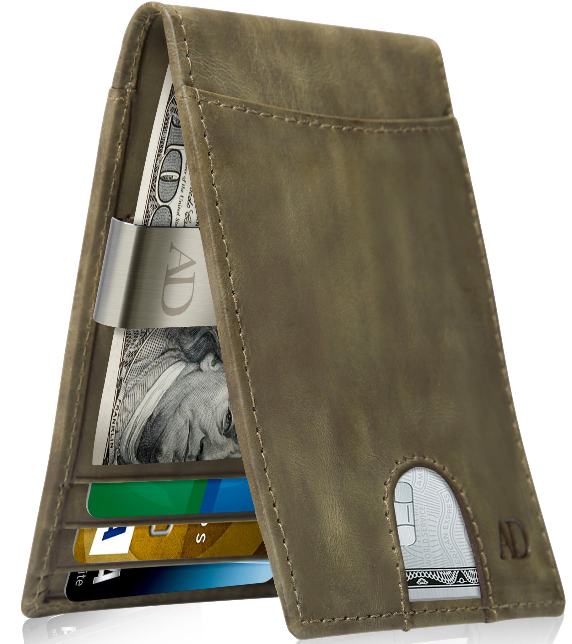 Leather Money Clip Bifold Wallet