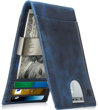 Leather Money Clip Bifold Wallet