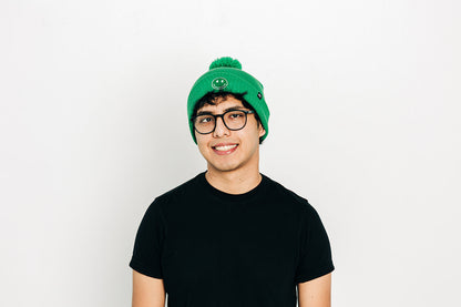 Smiley Pom Pom Beanie Hat
