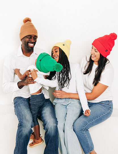Smiley Pom Pom Beanie Hat