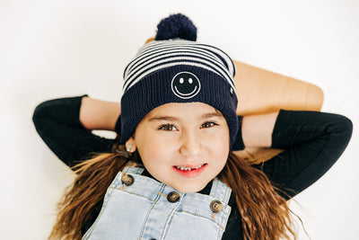 Smiley Pom Pom Hat