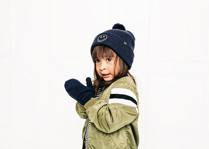 Smiley Pom Pom Beanie Hat