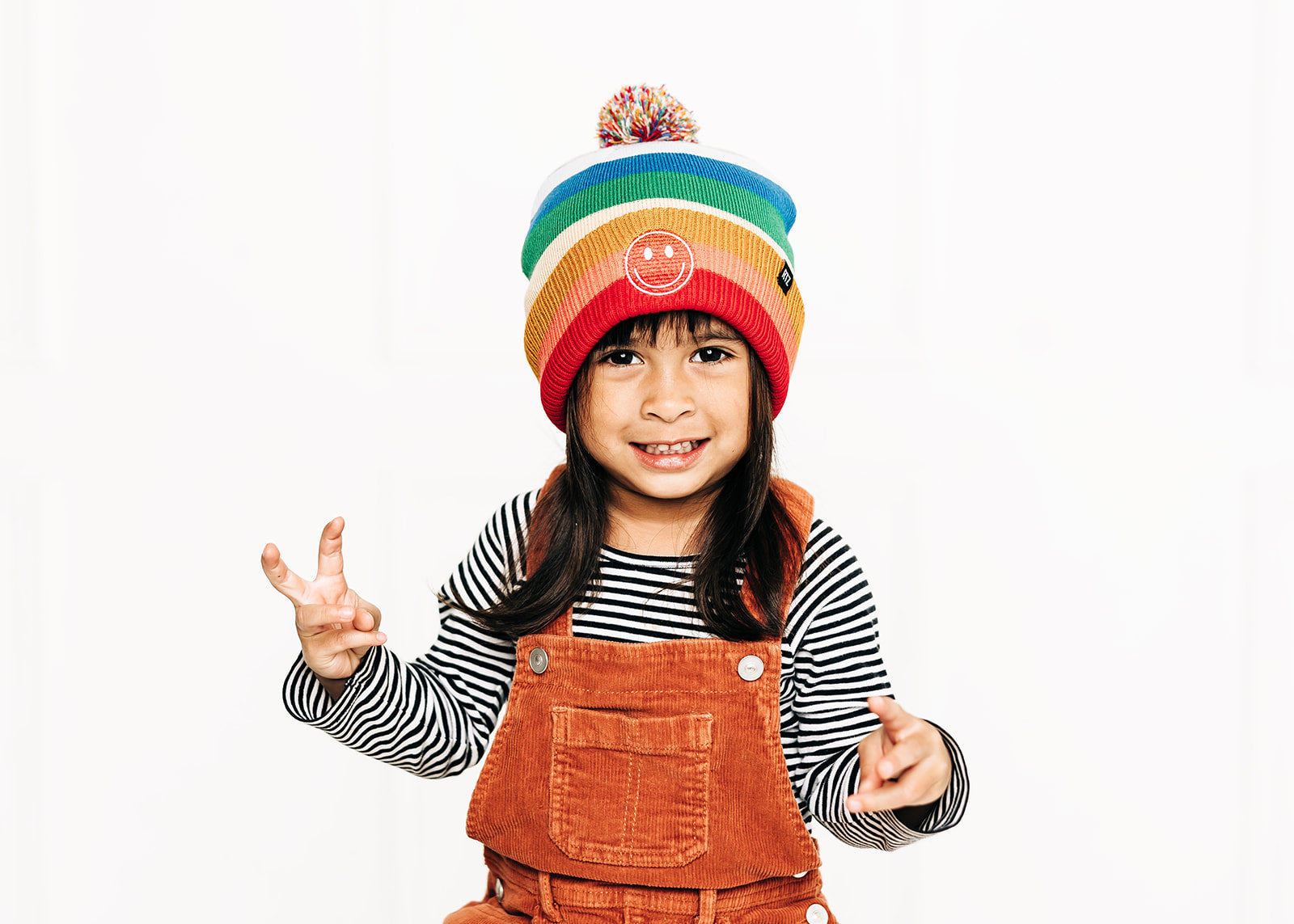 Smiley Pom Pom Beanie Hat