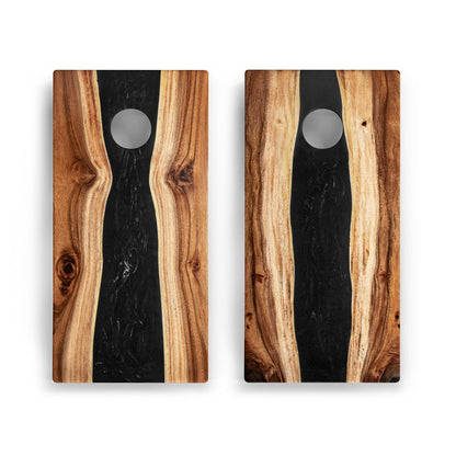 2ft x 4ft Resin & Wood Classic Cornhole Set | Live Edge River Collection