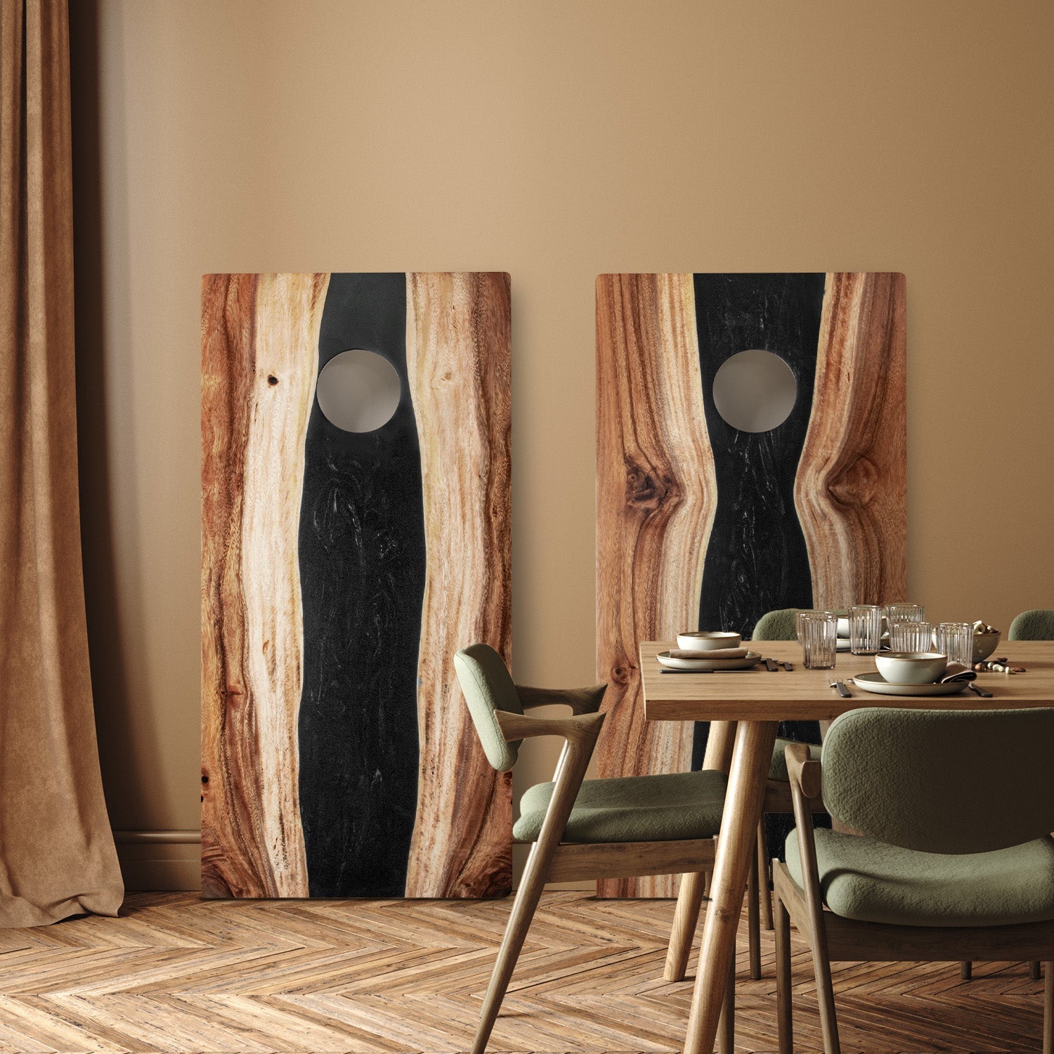 2ft x 4ft Resin & Wood Classic Cornhole Set | Live Edge River Collection