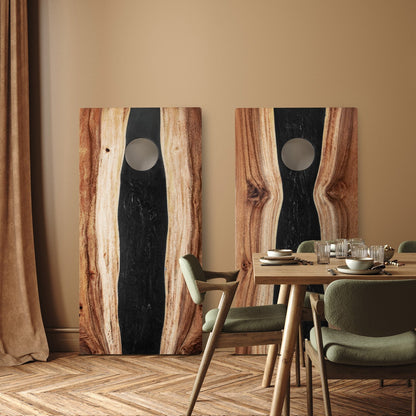 2ft x 4ft Resin & Wood Classic Cornhole Set | Live Edge River Collection