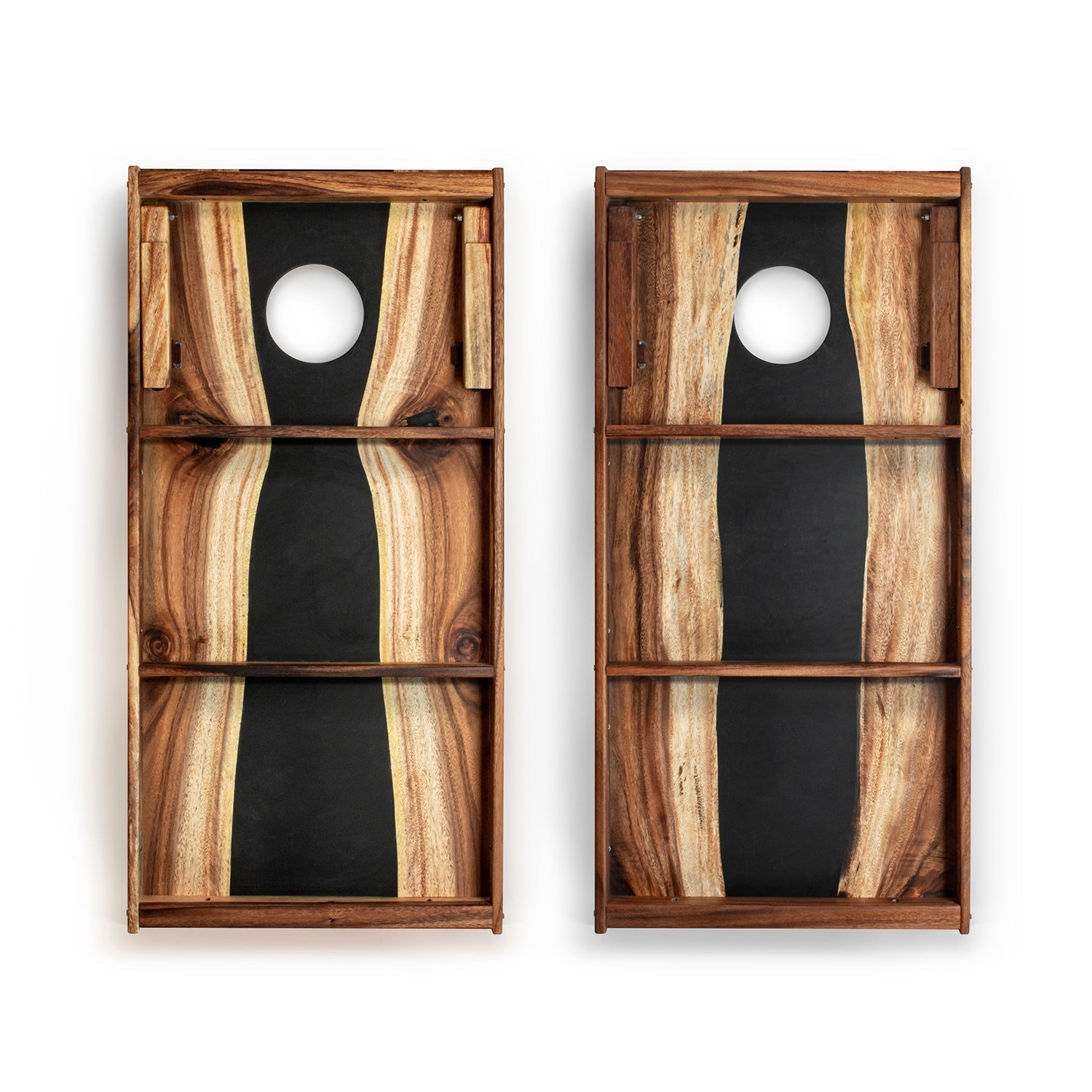 2ft x 4ft Resin & Wood Classic Cornhole Set | Live Edge River Collection