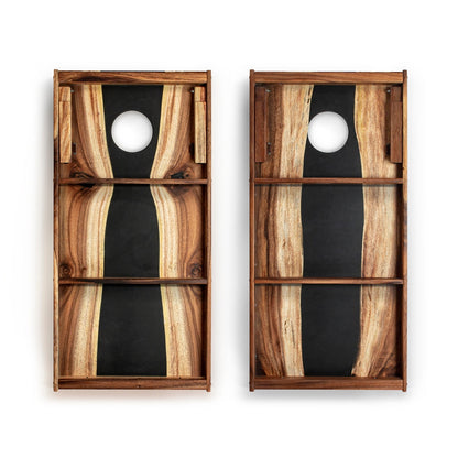 2ft x 4ft Resin & Wood Classic Cornhole Set | Live Edge River Collection