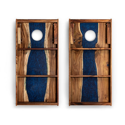 2ft x 4ft Resin & Wood Classic Cornhole Set | Live Edge River Collection