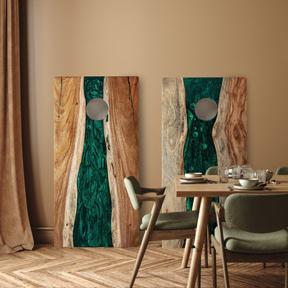 2ft x 4ft Resin & Wood Classic Cornhole Set | Live Edge River Collection