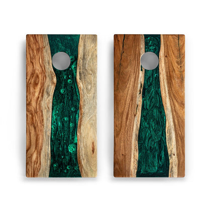 2ft x 4ft Resin & Wood Classic Cornhole Set | Live Edge River Collection
