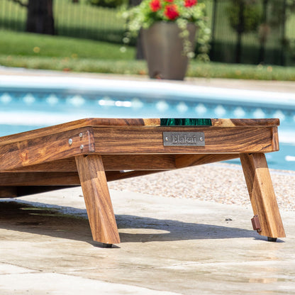 2ft x 4ft Resin & Wood Classic Cornhole Set | Live Edge River Collection