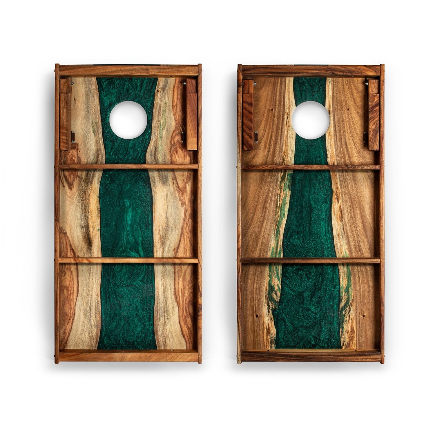 2ft x 4ft Resin & Wood Classic Cornhole Set | Live Edge River Collection
