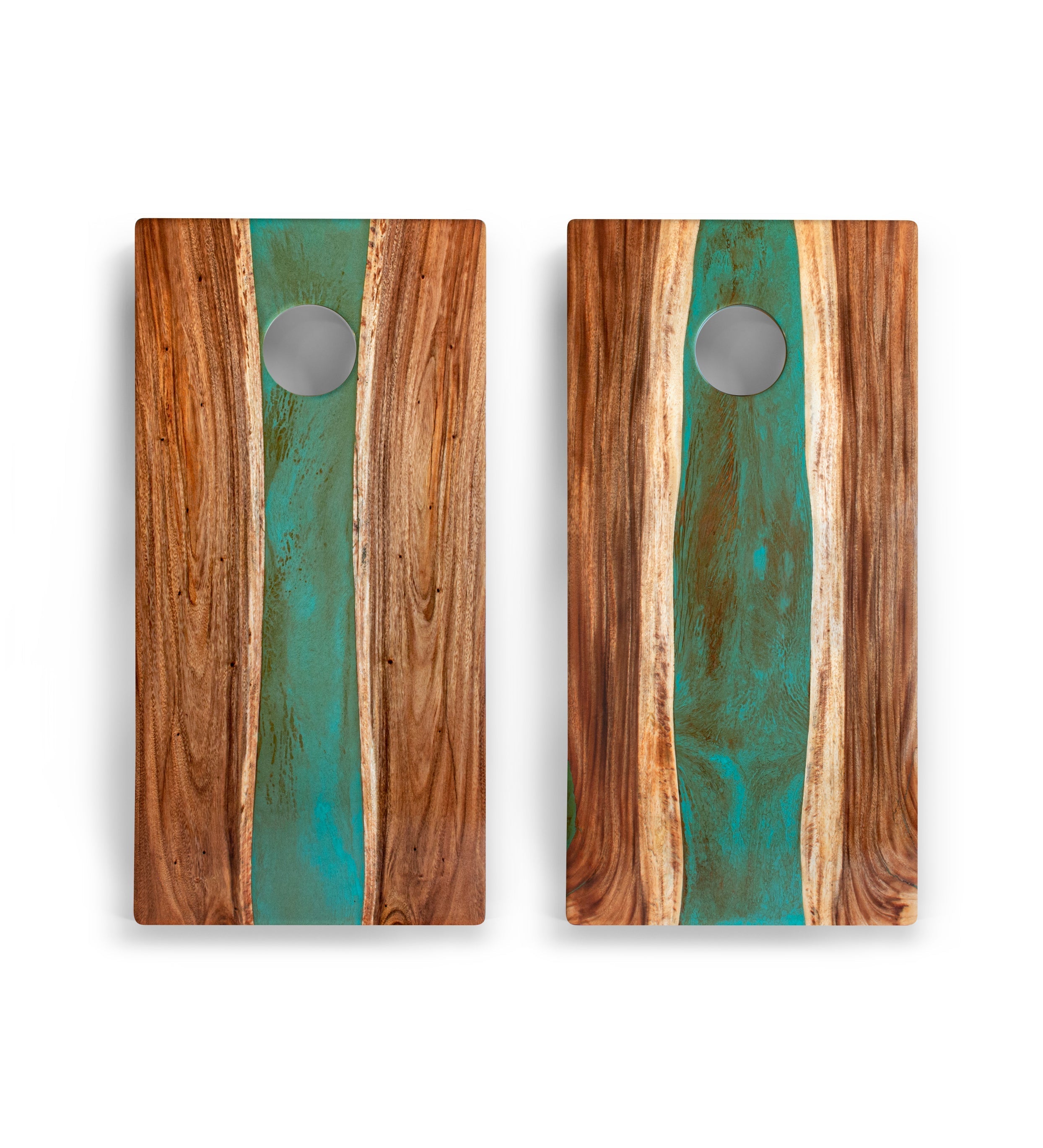 2ft x 4ft Resin & Wood Classic Cornhole Set | Live Edge River Collection