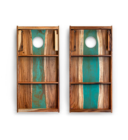 2ft x 4ft Resin & Wood Classic Cornhole Set | Live Edge River Collection