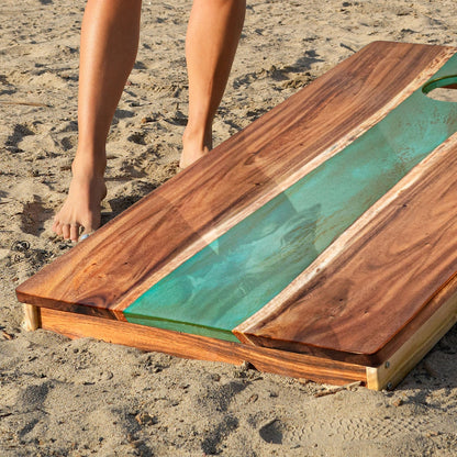 2ft x 4ft Resin & Wood Classic Cornhole Set | Live Edge River Collection