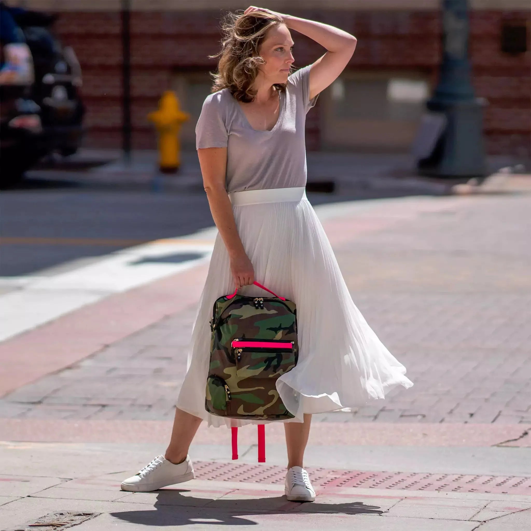 Andi Backpack Camo Convertible Lightweight Durable Water Resistant Great for Travel Work Sustainable Vegan Womens Fits Laptop