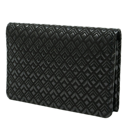 Black quilted wallet on a white background
