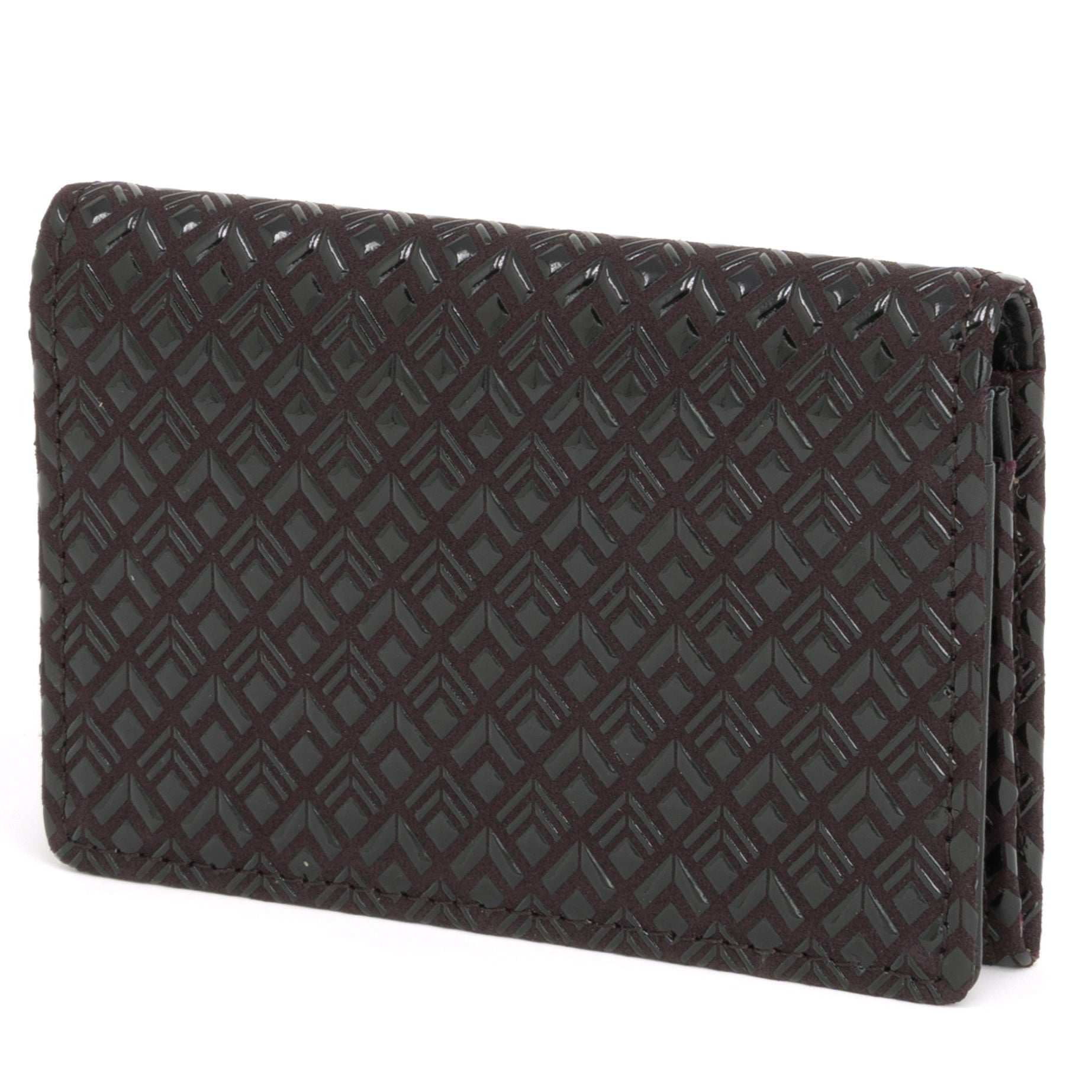 Black-brown quilted wallet on a white background