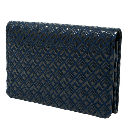 Navy blue textured wallet on a white background