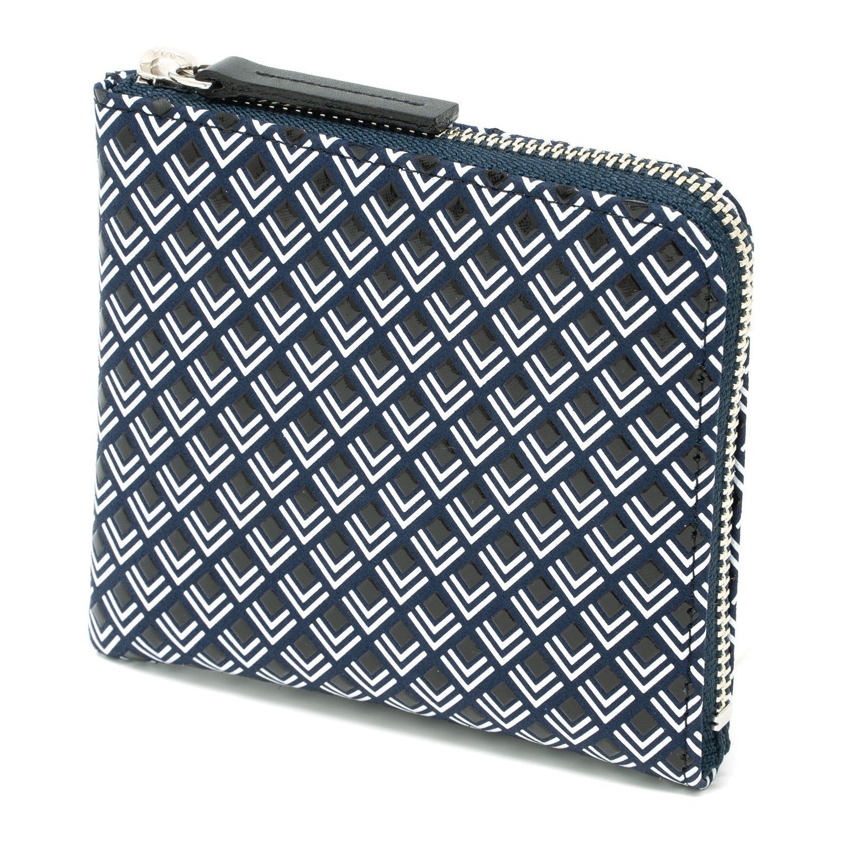 Small pouch with geometric pattern on a white background