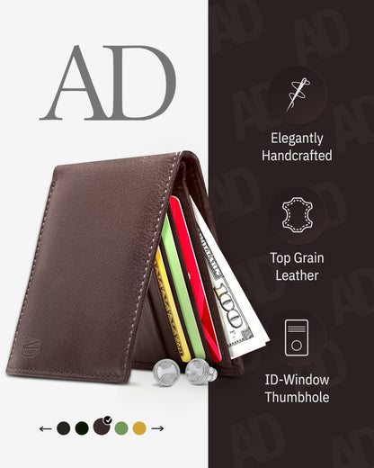 Leather Bifold Wallet with ID Window