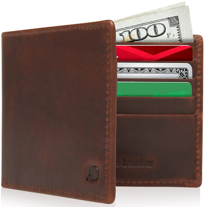 Leather Bifold Wallet with ID Window