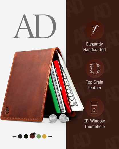 Leather Bifold Wallet with ID Window