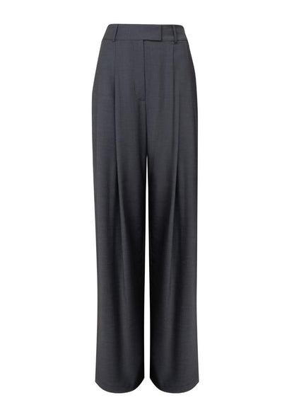 Broadway Sophia Wide-Leg Virgin Wool Pants in Mid Grey